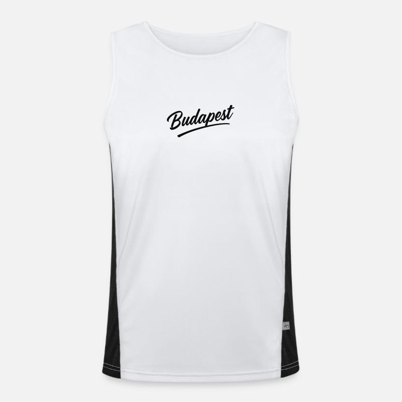 Budapest Script Schriftzug Reise-Souvenir Funktionelles Kontrast-Tank Top für Männer 