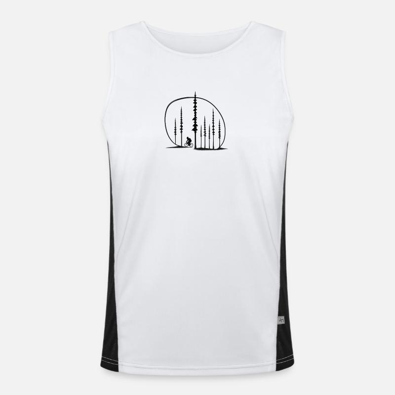 Forest Path Cyclist Silhouette Gift Idea Friends Men's Functional Contrast Tank Top 