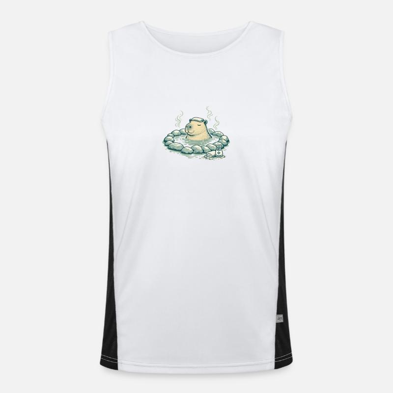 Capybara in the spring bath Men's Functional Contrast Tank Top 