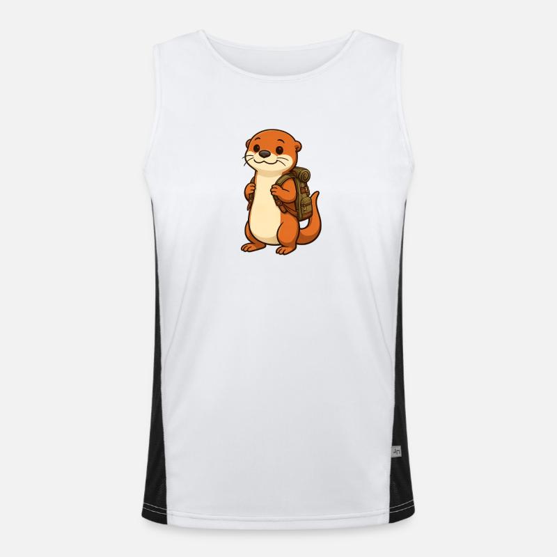 Wandering otter with backpack Men's Functional Contrast Tank Top 