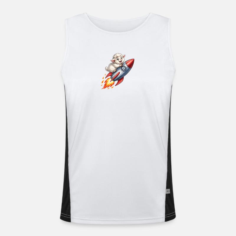 Wool sheep on rocket flight - Men's Functional Contrast Tank Top  - white/black