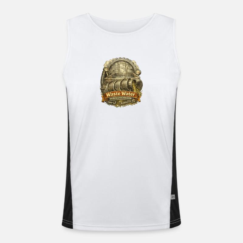 Technician - Men's Functional Contrast Tank Top  - white/black