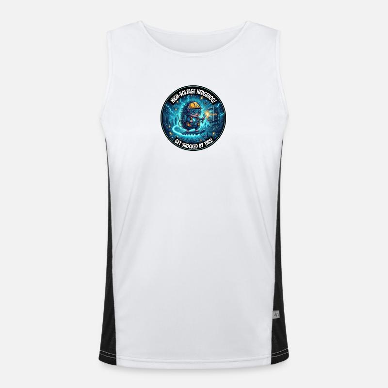 Hochspannung Igel: Stromschock-Design Funktionelles Kontrast-Tank Top für Männer 