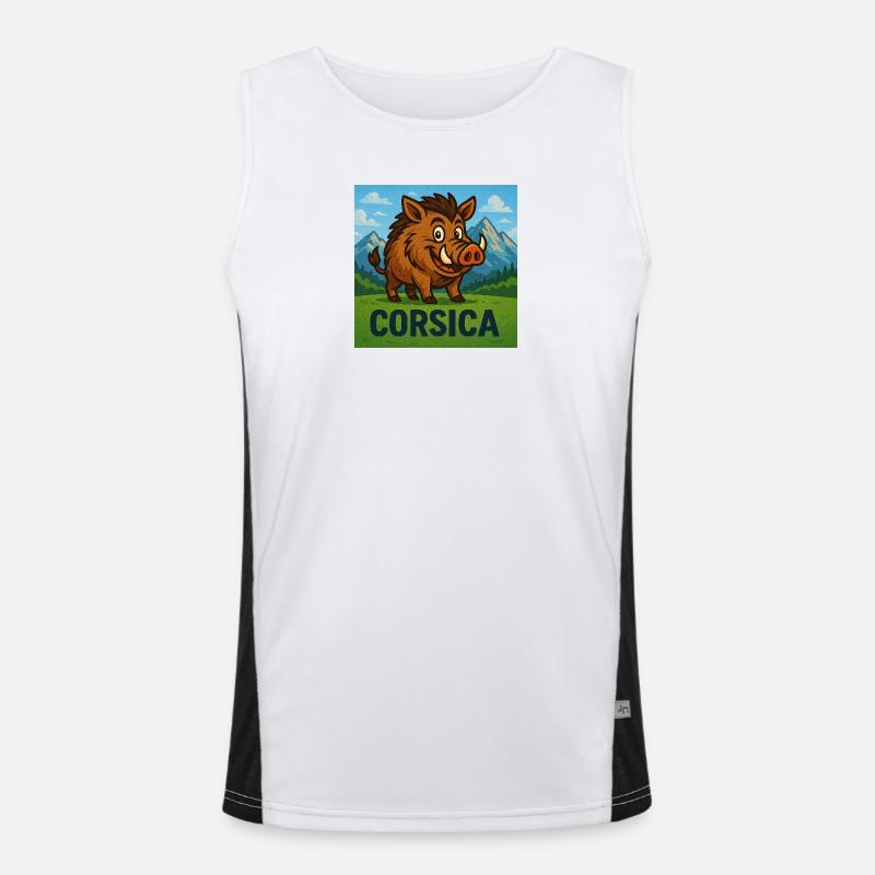 Cignale Corsu - Men's Functional Contrast Tank Top  - white/black