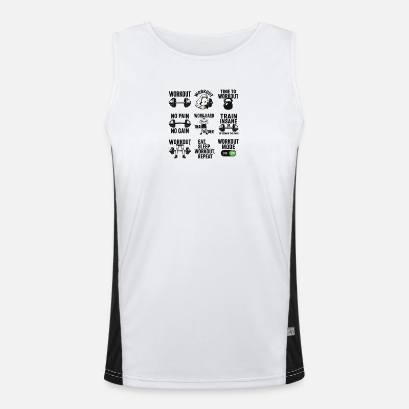 Power Gym Black Patterns Workout - Men's Functional Contrast Tank Top  - white/black