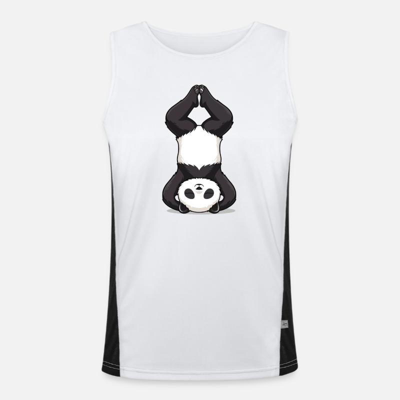 Yoga Panda im Kopfstand Funktionelles Kontrast-Tank Top für Männer 