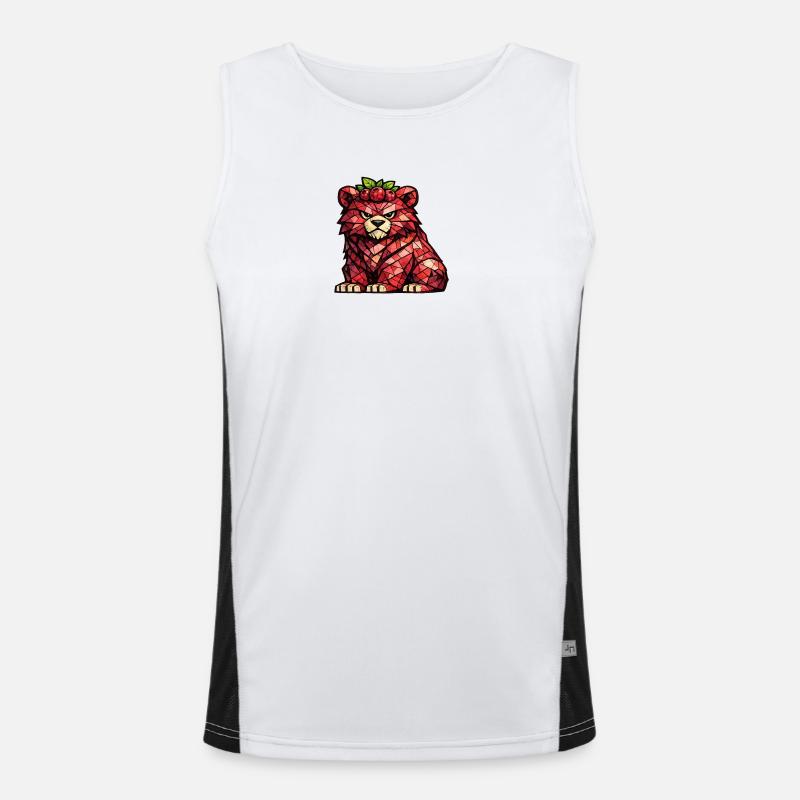 Raspberry Bear Cubism Version - Men's Functional Contrast Tank Top  - white/black