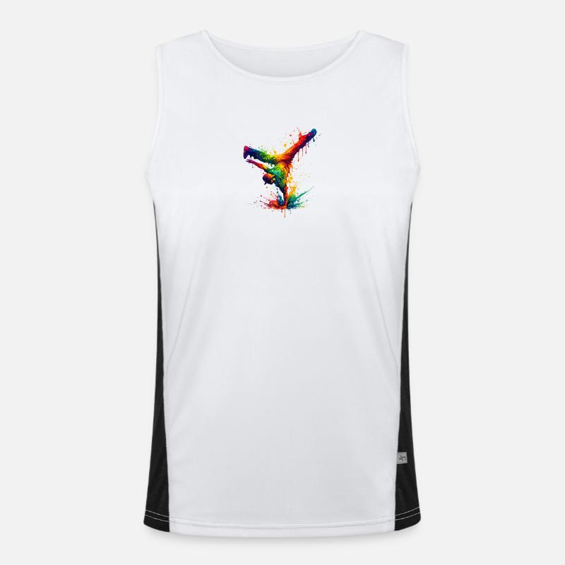 Hand Splashed Rainbow Dance - Men's Functional Contrast Tank Top  - white/black