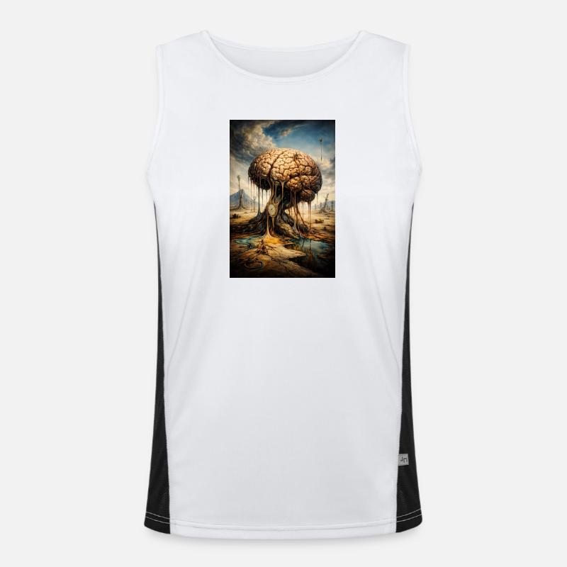 Schmelzender Baum des Gedankens in der Wüste Funktionelles Kontrast-Tank Top für Männer 
