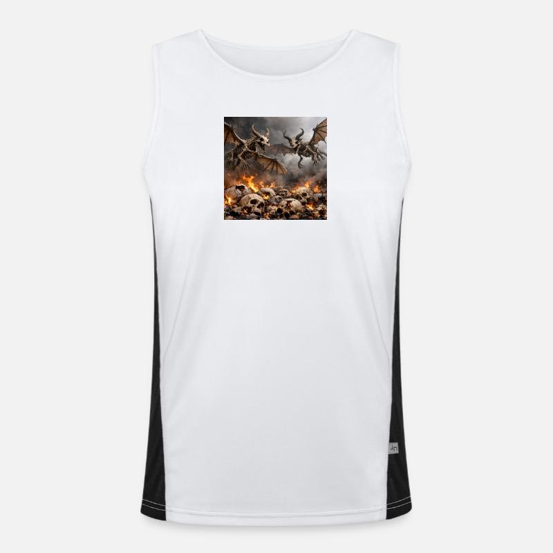 Skeleton Dragons in Flames Men's Functional Contrast Tank Top 