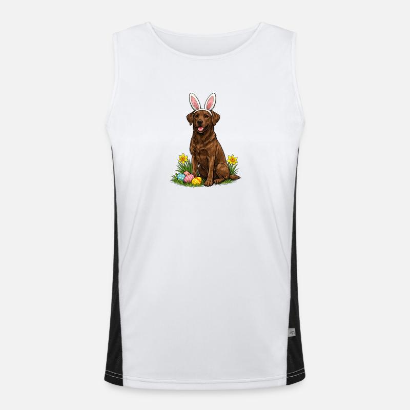 Easter Labrador with Bunny Ears Men's Functional Contrast Tank Top 