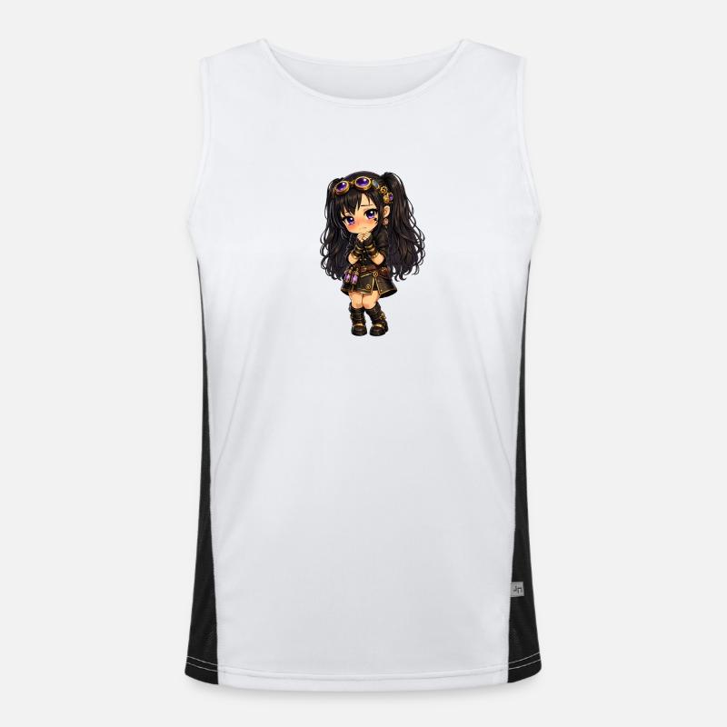 Steampunk chibi Luna mit Lila Glanz Funktionelles Kontrast-Tank Top für Männer 