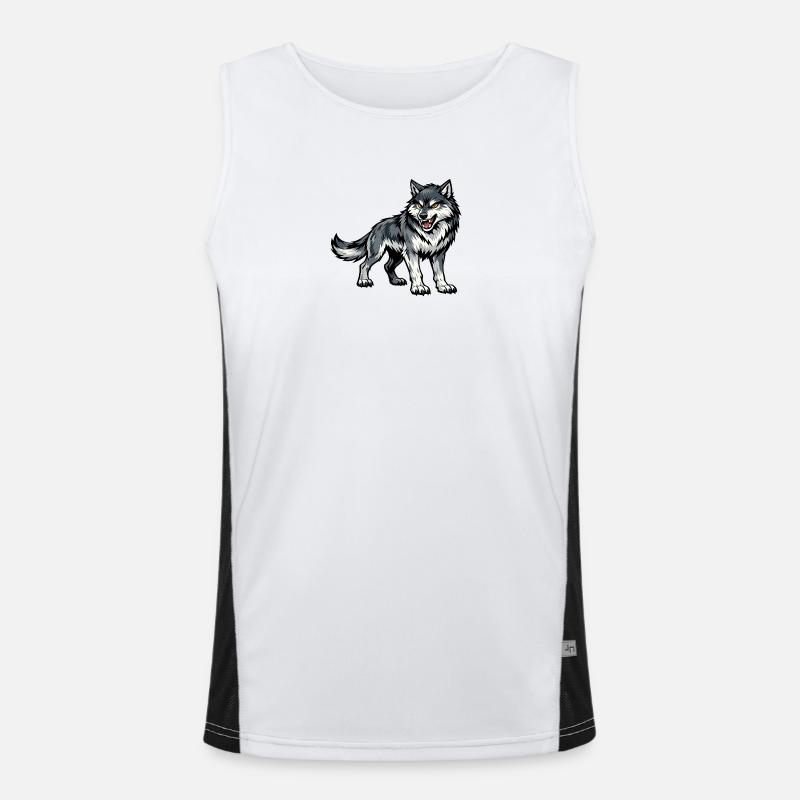 Wolfsgeist Illustration Funktionelles Kontrast-Tank Top für Männer 