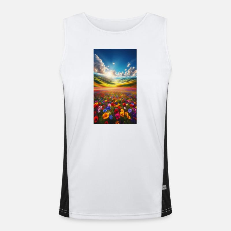 Rainbow meadow in sunlight - Men's Functional Contrast Tank Top  - white/black