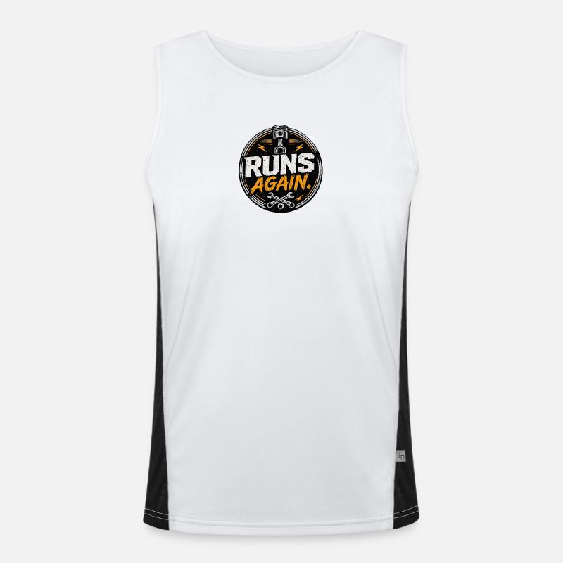 Runs Again Engine Revival Badge - Men's Functional Contrast Tank Top  - white/black