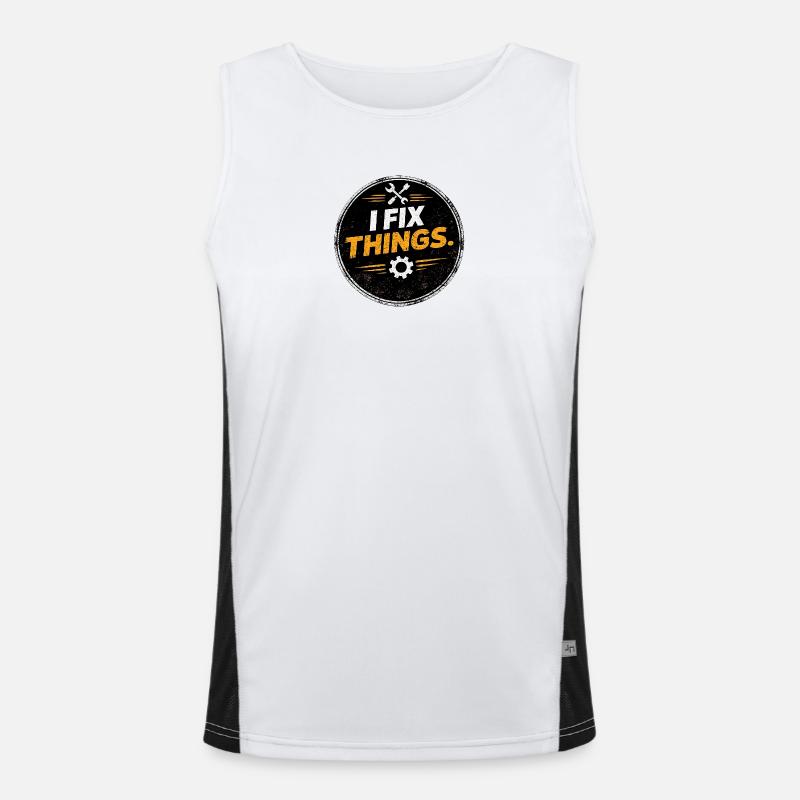 I Fix Things Mechaniker-Logo Funktionelles Kontrast-Tank Top für Männer 