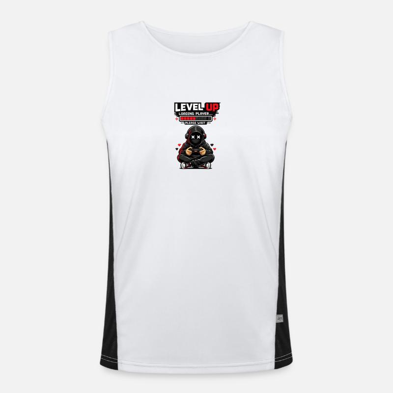 Level Up Loading Pixel Hero - Men's Functional Contrast Tank Top  - white/black