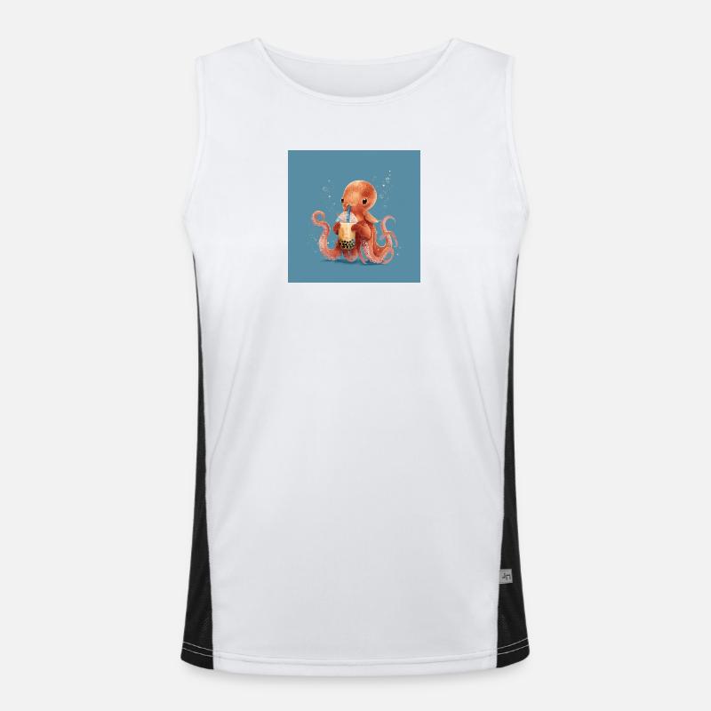 Dumbo‑Oktopus und sein Bubble Tea Funktionelles Kontrast-Tank Top für Männer 
