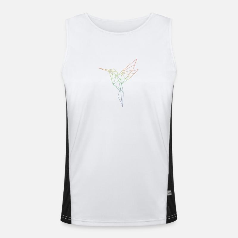 Geometric Rainbow Bird - Men's Functional Contrast Tank Top  - white/black