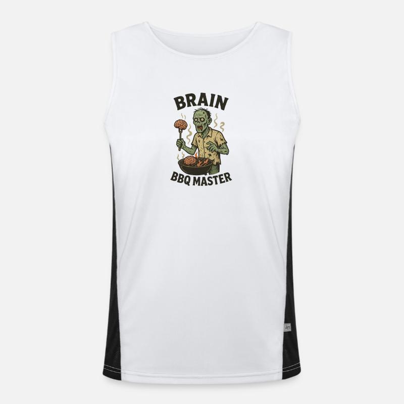 Zombie Grill Master Brain BBQ - Men's Functional Contrast Tank Top - white/black