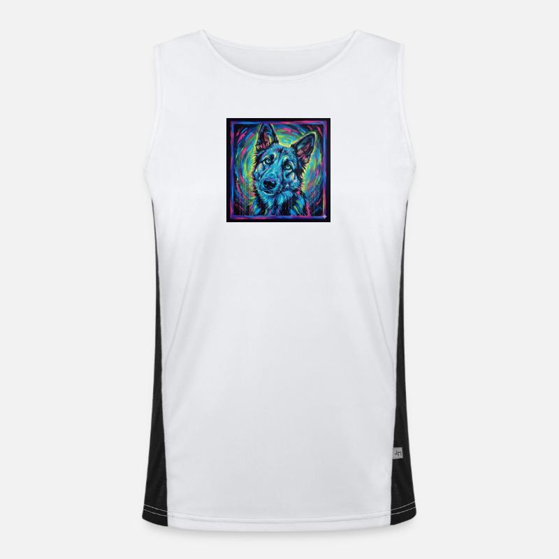 Neon wolf gaze - Men's Functional Contrast Tank Top  - white/black