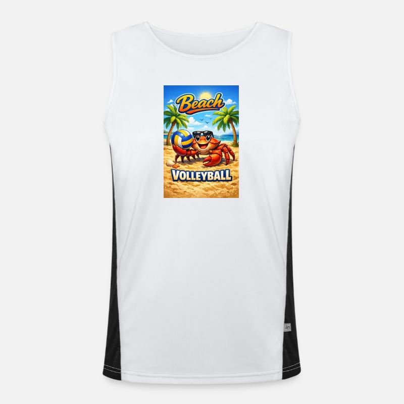 Beach Crab Volleyball Summer Design - Men's Functional Contrast Tank Top  - white/black