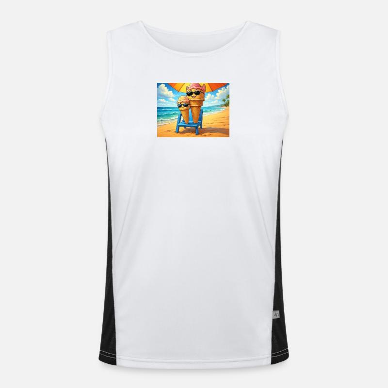 Eiscreme im Sommer - Men's Functional Contrast Tank Top  - white/black