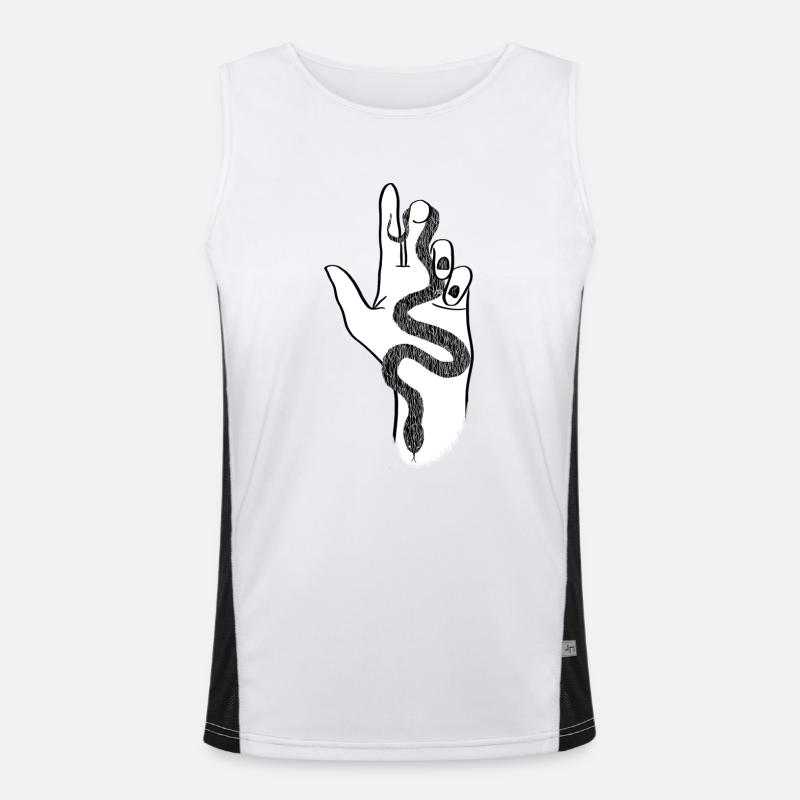 Eine gemusterte Schlange in der Hand Funktionelles Kontrast-Tank Top für Männer 