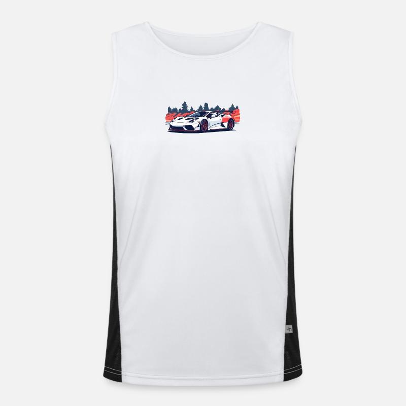 Racing supercar with a red accent Men's Functional Contrast Tank Top 
