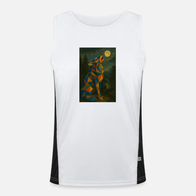 Wolf heult Mond an Funktionelles Kontrast-Tank Top für Männer 