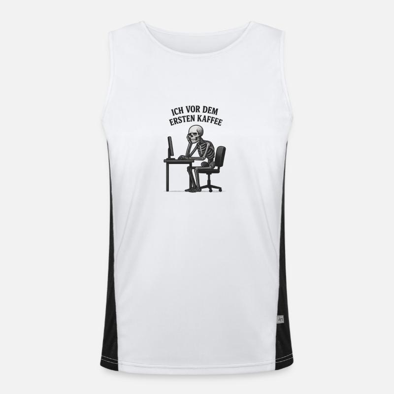 Vor dem ersten Kaffee Funktionelles Kontrast-Tank Top für Männer 