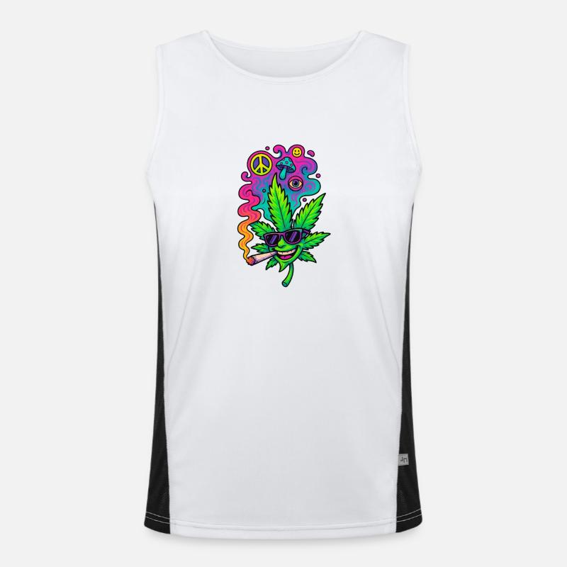 GreenGlow - Funktionelles Kontrast-Tank Top für Männer  - Weiß/Schwarz