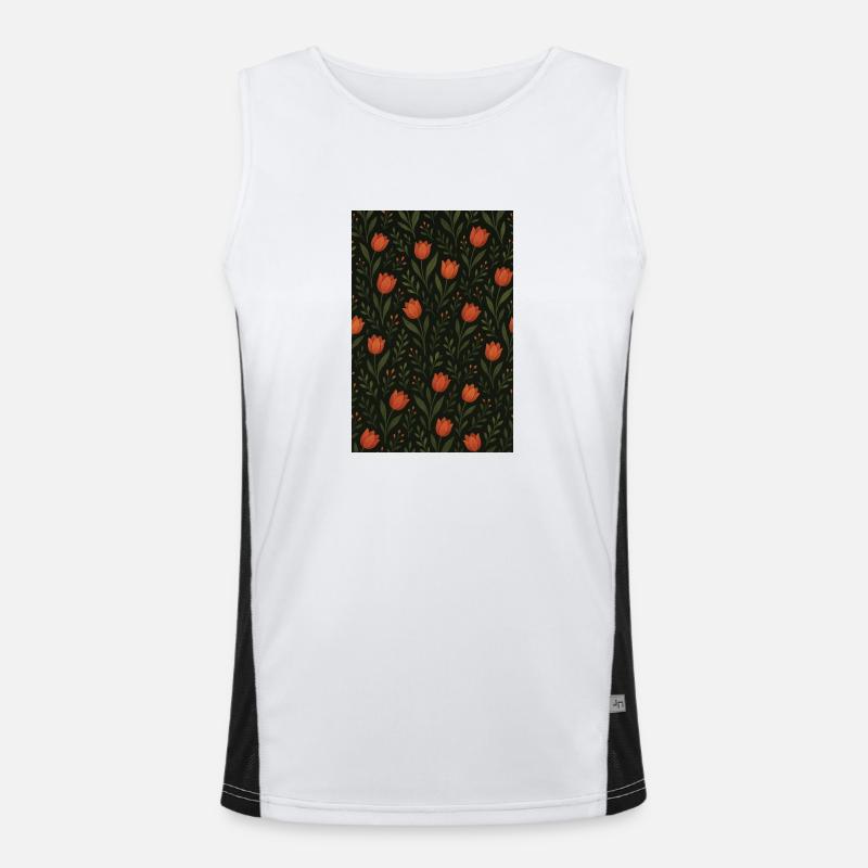 Tulpen Muster - Funktionelles Kontrast-Tank Top für Männer  - Weiß/Schwarz