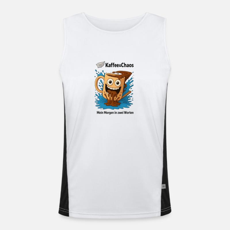 Kaffee & Chaos Funktionelles Kontrast-Tank Top für Männer 