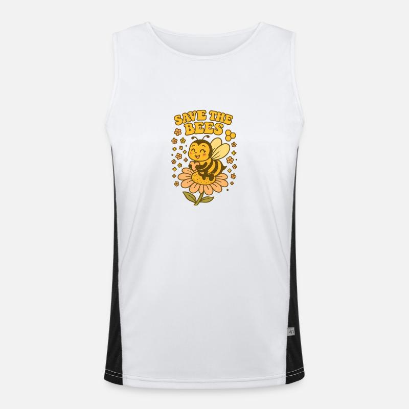 Save the Bees – Retro Comic Style Men's Functional Contrast Tank Top 