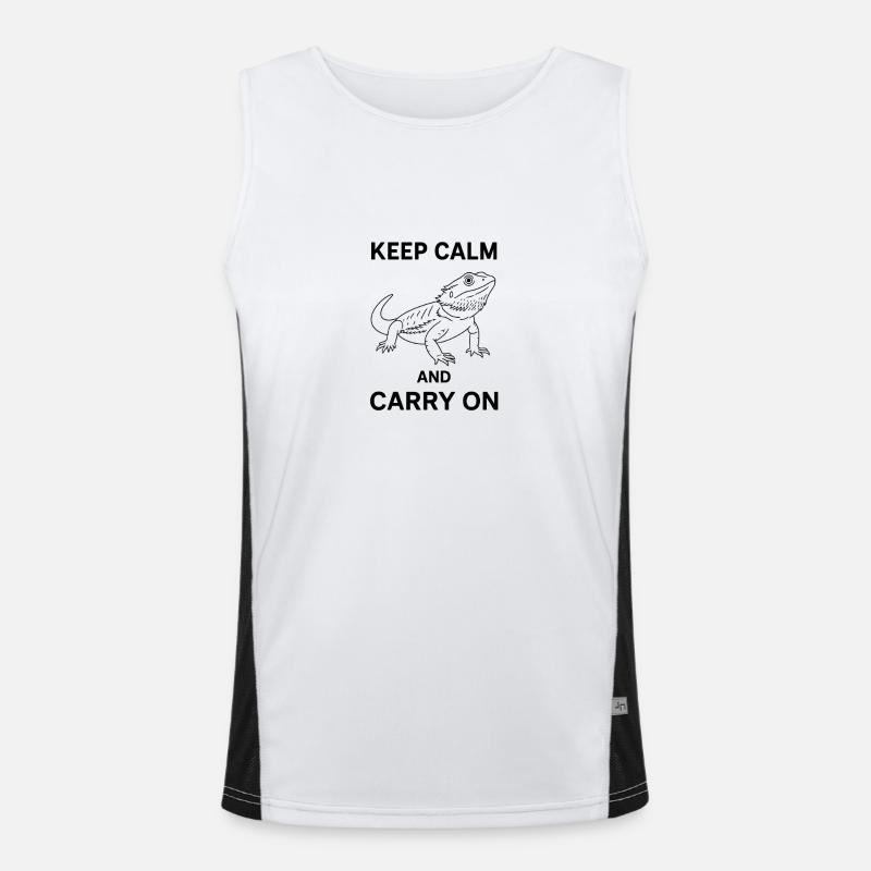 Gecko Keep Calm And Carry On Funktionelles Kontrast-Tank Top für Männer 