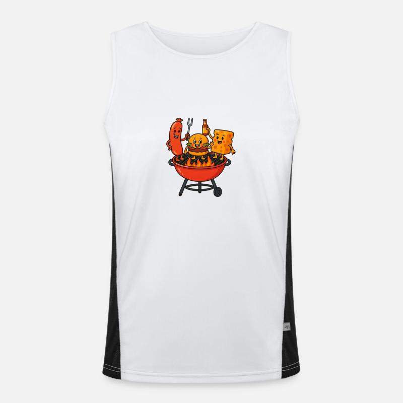 Grill Bratwurst Cheese Burger Fire Party Fourchette Débardeur respirant contrasté Homme 
