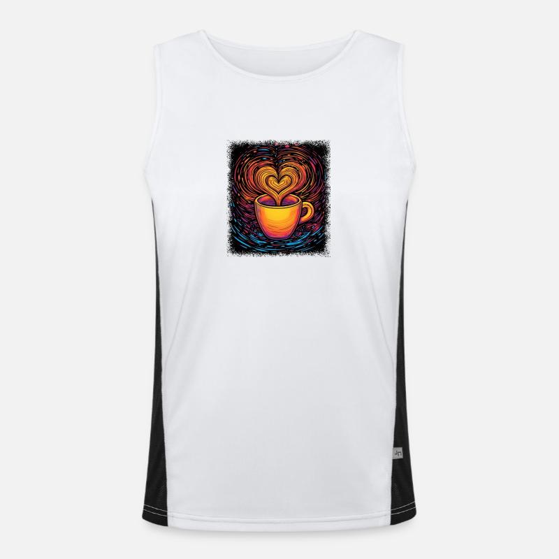 tired latte coffee cup roastedbeans Funktionelles Kontrast-Tank Top für Männer 