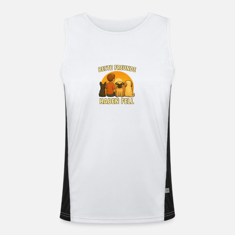 TinyPaws Fun Logo "Beste Freunde haben Fell" Funktionelles Kontrast-Tank Top für Männer 