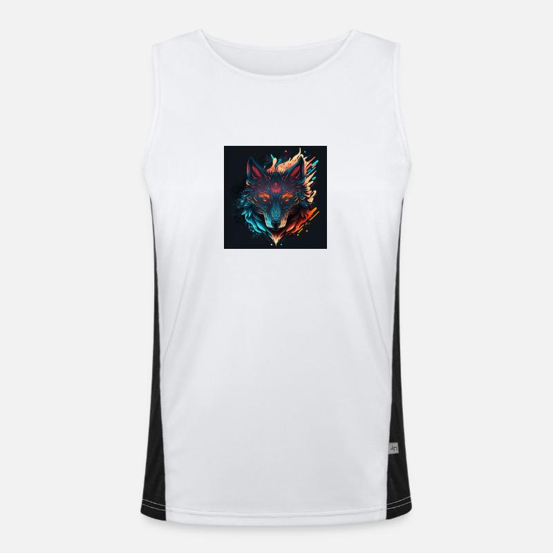 Abstract Wolf's Head Men's Functional Contrast Tank Top 