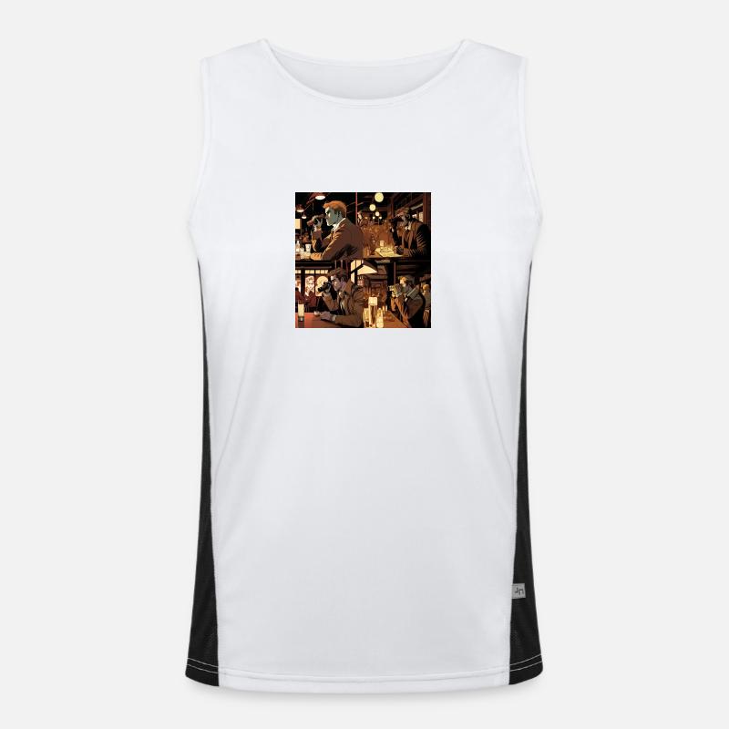 Person using binoculars to spy on target Funktionelles Kontrast-Tank Top für Männer 