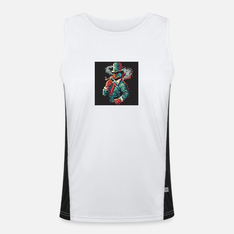 Smoking Duck [pixel art] Men's Functional Contrast Tank Top 