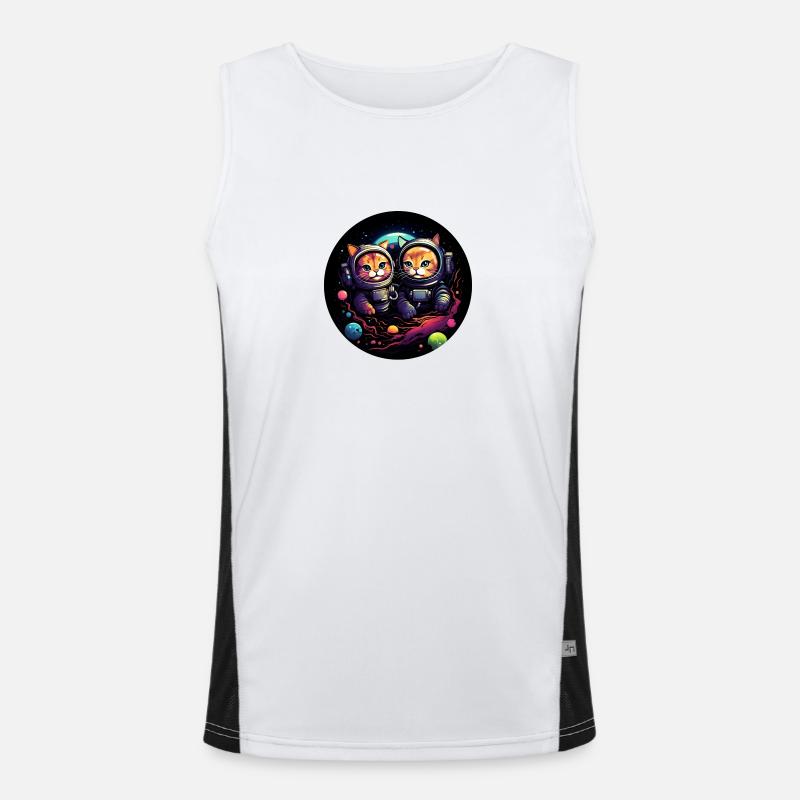 Cats in Space: Galactic Adventures with Paw Men's Functional Contrast Tank Top 