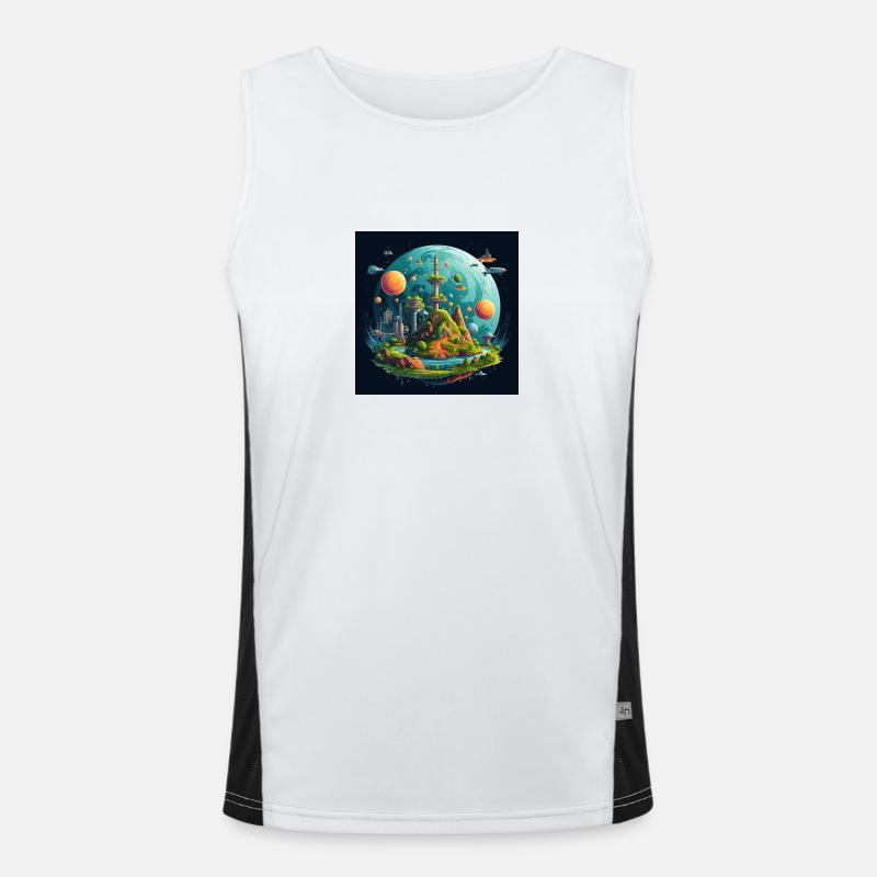 Solar System Flat Earth Men's Functional Contrast Tank Top 
