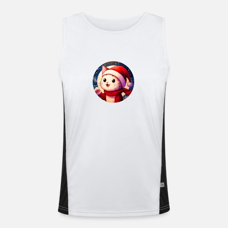 Cuddly Santa Claus Cat Can't Wait Men's Functional Contrast Tank Top 