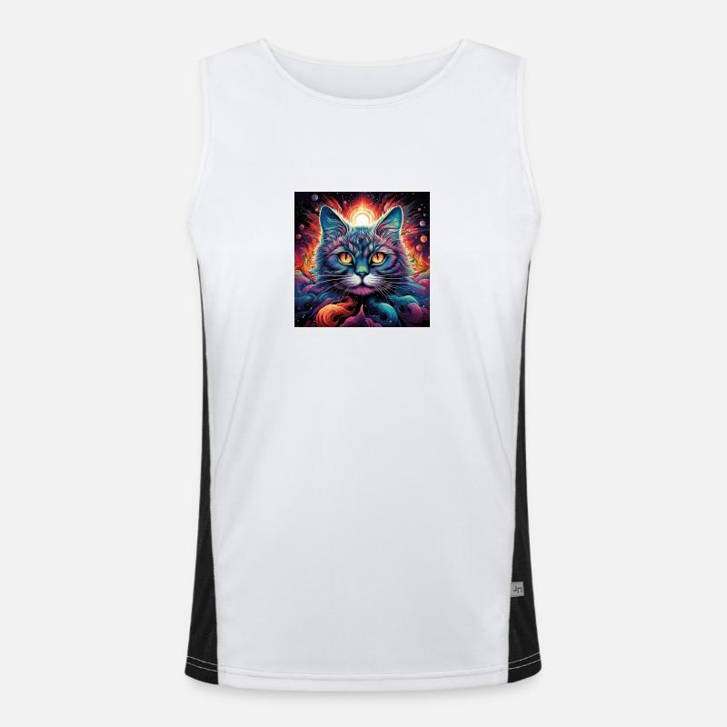 Trippy LSD Cat Men's Functional Contrast Tank Top 