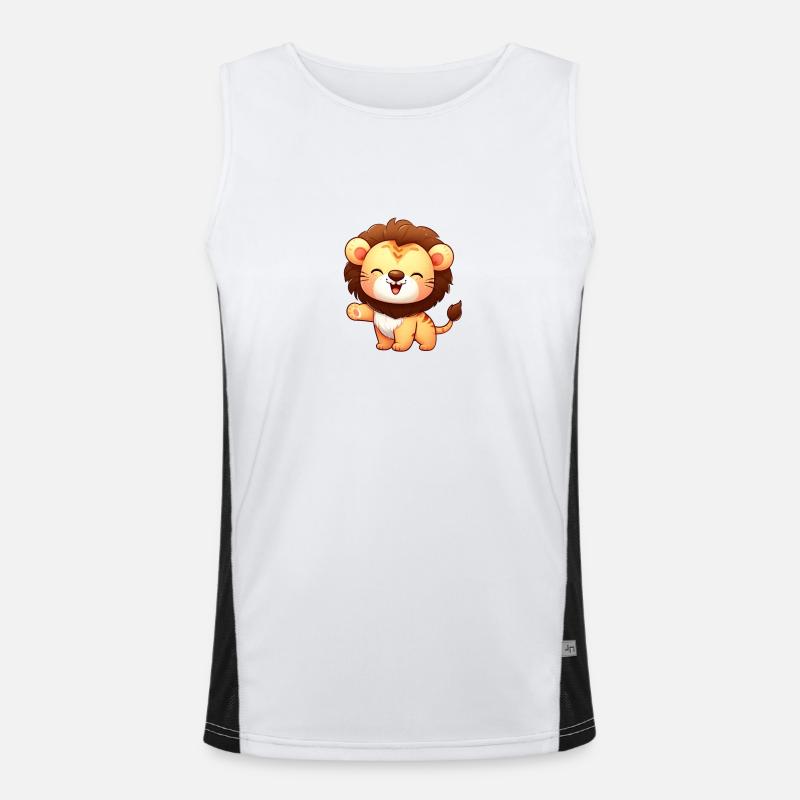 Glücklicher Löwe Funktionelles Kontrast-Tank Top für Männer 