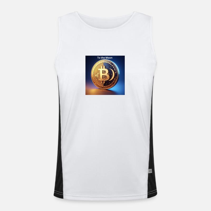 Bitcoin To the Moon Funktionelles Kontrast-Tank Top für Männer 