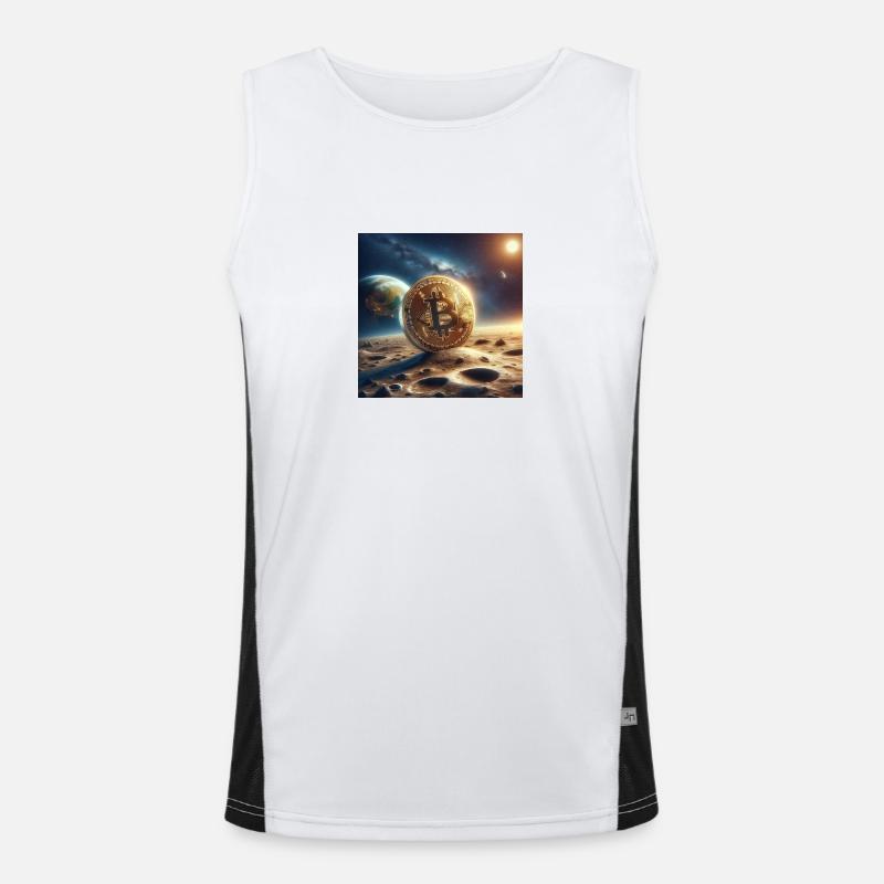 Bitcoin moon Funktionelles Kontrast-Tank Top für Männer 
