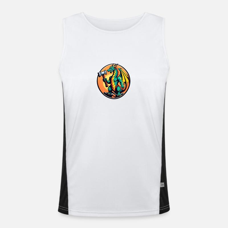 Dragon with a war hammer Men's Functional Contrast Tank Top 